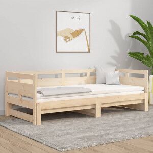 Sofá Cama Extraíble Madera Maciza De Pino 2x(90x200) Cm