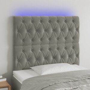 Cabecero Con Luces Led Terciopelo Gris Claro 100x7x118/128 Cm