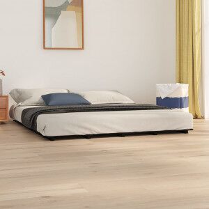 Estructura De Cama De Madera Maciza De Pino Negro 200x200 Cm