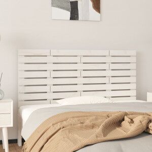 Cabecero De Cama De Pared Madera Maciza Pino Blanco 146x3x63 Cm