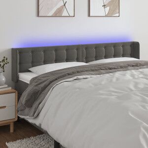 Cabecero Con Led De Terciopelo Gris Oscuro 203x16x78/88 Cm