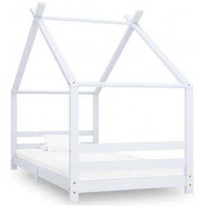 Estructura De Cama Infantil Madera Maciza Pino Blanco 90x200 Cm