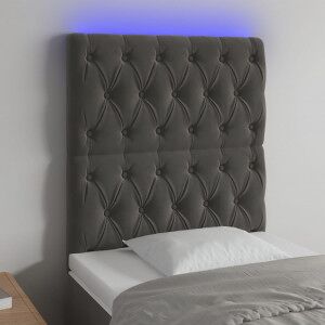 Cabecero Con Luces Led Terciopelo Gris Oscuro 80x7x118/128 Cm