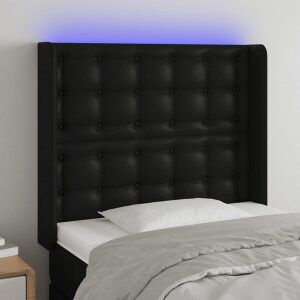 Cabecero Con Led Cuero Sintético Negro 103x16x118/128 Cm