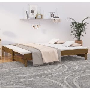 Sofá Cama Extraíble Madera De Pino Marrón Miel 2x(80x200) Cm