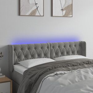 Cabecero Con Led De Terciopelo Gris Claro 147x16x78/88 Cm