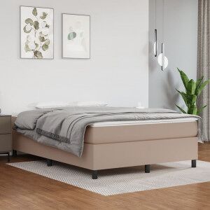 Cama Box Spring Con Colchón Cuero Sintético Capuchino 140x200cm