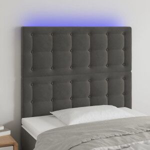 Cabecero Con Luces Led Terciopelo Gris Oscuro 90x5x118/128 Cm