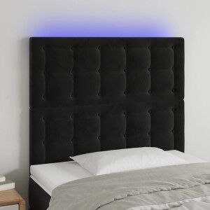 Cabecero Con Luces Led Terciopelo Negro 100x5x118/128 Cm