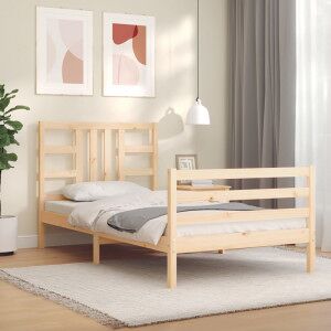 Estructura De Cama Con Cabecero Madera Maciza 100x200 Cm