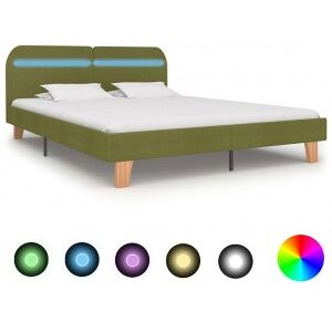 Estructura De Cama Con Led Tela Verde 180x200 Cm