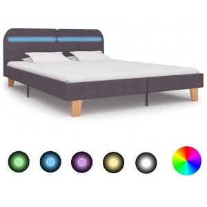 Estructura De Cama Con Led Tela Gris Topo 180x200 Cm