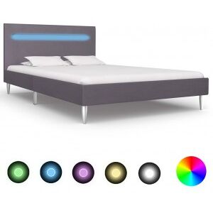 Estructura De Cama Con Led Tela Gris 120x200 Cm