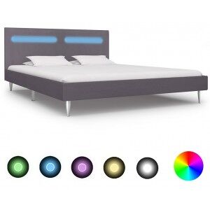 Estructura De Cama Con Led Tela Gris 180x200 Cm