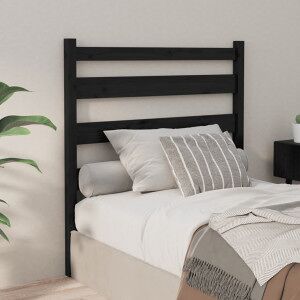 vidaXL Cabecero De Cama Madera Maciza De Pino Negro 96x4x100 Cm