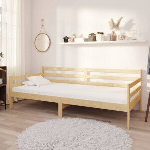 vidaXL Sofá Cama Con Colchón Madera De Pino Maciza 90x200 Cm