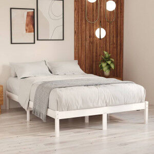 vidaXL Estructura De Cama De Madera Maciza De Pino Blanca 160x200 Cm