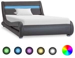 vidaXL Estructura De Cama Con Led Cuero Sintético Gris 100x200 Cm