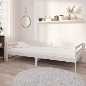 vidaXL Sofá Cama De Madera Maciza De Pino Blanco 90x200 Cm