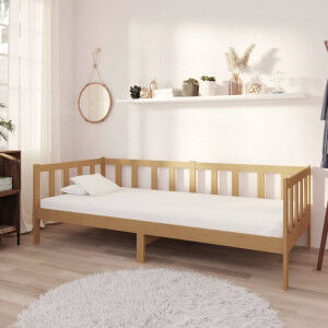 vidaXL Sofá Cama Madera Maciza De Pino Marrón Miel 90x200 Cm