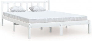 vidaXL Estructura De Cama De Madera Maciza De Pino Blanca 160x200 Cm