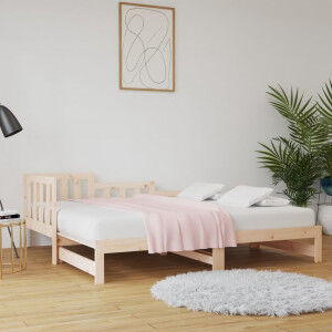 vidaXL Sofá Cama Extraíble Madera Maciza De Pino 2x(90x190) Cm