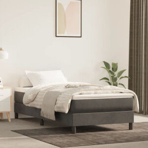 vidaXL Cama Box Spring Con Colchón Terciopelo Gris Oscuro 90x190 Cm