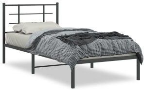 vidaXL Estructura De Cama Con Cabecero Metal Negro 90x190 Cm