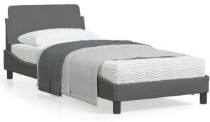 vidaXL Estructura De Cama Con Cabecero De Tela Gris Oscuro 90x190 Cm