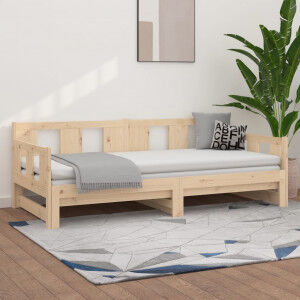 vidaXL Sofá Cama Extraíble Madera Maciza De Pino 2x(90x190) Cm