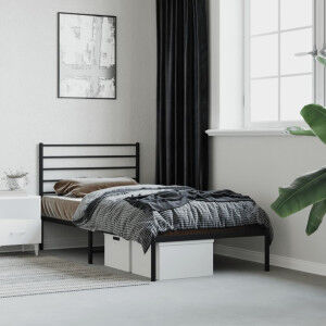 vidaXL Estructura De Cama Con Cabecero Metal Negro 90x190 Cm