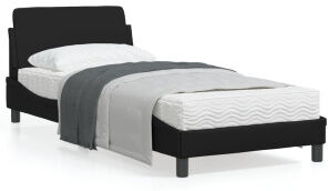 vidaXL Estructura De Cama Con Cabecero Cuero Sintético Negro 90x190 Cm