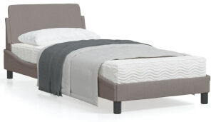 vidaXL Estructura De Cama Con Cabecero De Tela Gris Taupe 90x190 Cm