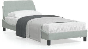 vidaXL Estructura De Cama Con Cabecero Terciopelo Gris Claro 90x190 Cm