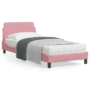 vidaXL Estructura De Cama Con Cabecero De Terciopelo Rosa 90x190 Cm