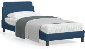 vidaXL Estructura De Cama Con Cabecero De Tela Azul 90x190 Cm