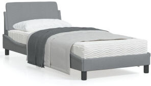 vidaXL Estructura De Cama Con Cabecero De Tela Gris Claro 90x190 Cm