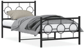 vidaXL Estructura De Cama Con Cabecero Y Estribo Metal Negro 90x190 Cm