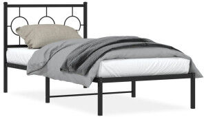 vidaXL Estructura De Cama Con Cabecero Metal Negro 90x190 Cm