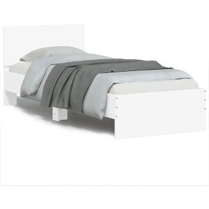 vidaXL Estructura Cama Con Cabecero Madera Ingeniería Blanco 90x200 Cm