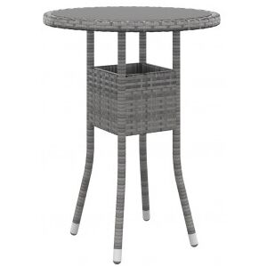 Mesa De Jardín Vidrio Templado Y Ratán Sintético Gris Ø60x75 Cm