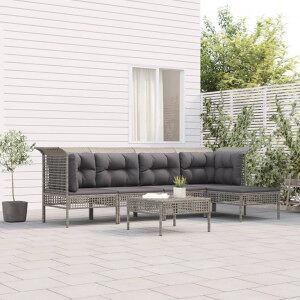 Set De Muebles De Jardín 6 Pzas Y Cojines Ratán Sintético Gris