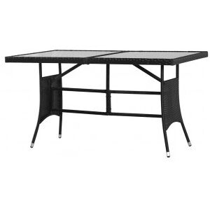 Mesa De Jardín 140x80x74 Cm Ratán Sintético Negro