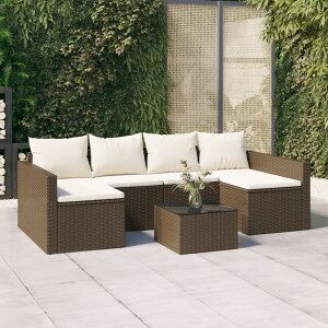 Set Muebles De Jardín 2 Piezas Y Cojines Ratán Sintético Marrón