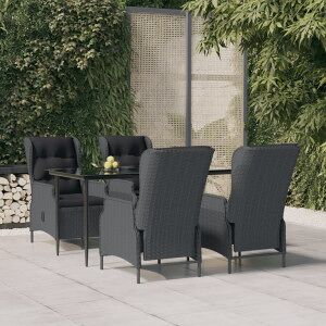 Set De Comedor Para Jardín 5 Piezas Ratán Sintético Gris Oscuro