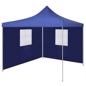 Cenador Plegable Con 2 Paredes Azul 3x3 M