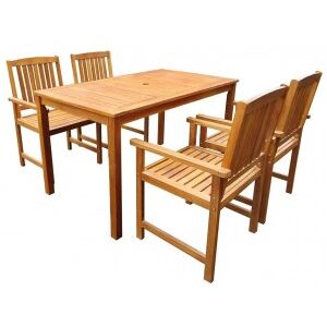 Set De Comedor De Jardín 5 Piezas Madera Maciza De Acacia