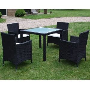 Set Comedor De Jardín 5 Piezas Y Cojines Ratán Sintético Negro