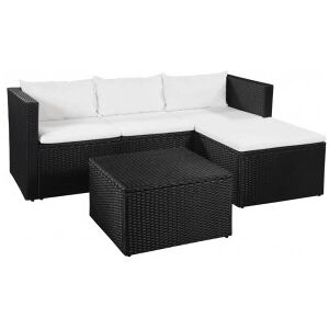 Set De Muebles De Jardín 3 Pzas Ratán Sintético Negro Y Blanco