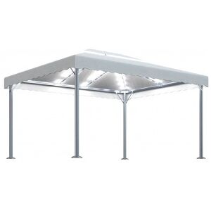 Cenador Con Tira De Luces Led Aluminio Crema 400x300 Cm